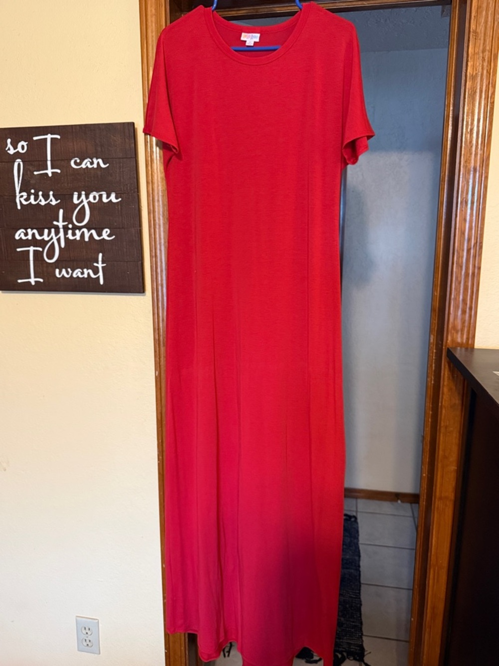 LuLaRoe Red Short-Sleeve Maxi Dress